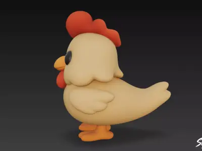 Cartoon Plush Chicken Low-poly 3D model