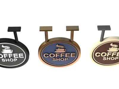 Signboards coffee shop 3D model