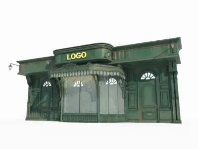 Ancient architecture town shop storefront 3D model