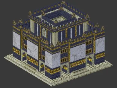 Babylonian buildings and monuments Low-poly 3D model
