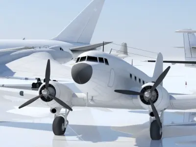 Douglas DC-3 Static Low Poly Blank Low-poly 3D model