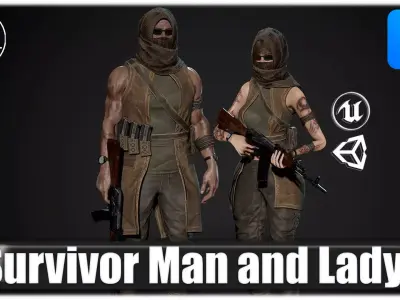 Survivor Man and lady 2 Low-poly 3D model