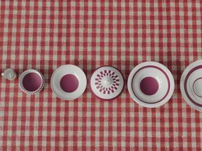 3D Cuisine Pack Pots Plates Cups and Stylish Table Free low-poly 3D model