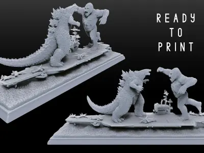 Godzilla vs Kong Diorama Monsterverse 3D print model