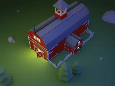 Farm Barn - Low poly farm barn model Free low-poly 3D model