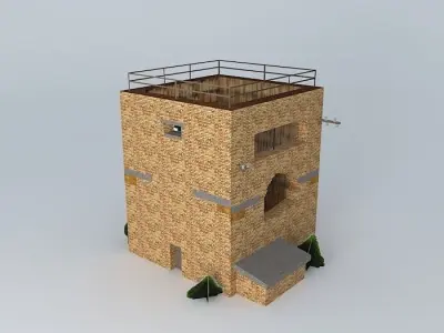 Derelict WWII Brick Bunker Low-poly 3D model