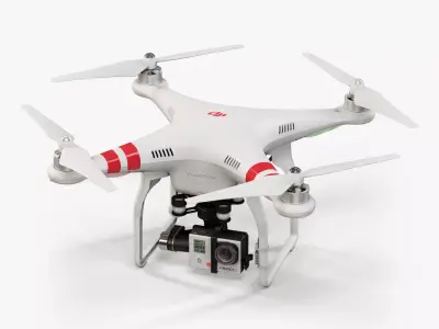 DJI Phantom 2 Quadcopter with GoPro HERO3 Low-poly 3D model