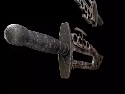 Knuckle Assault Knife Low-poly 3D model