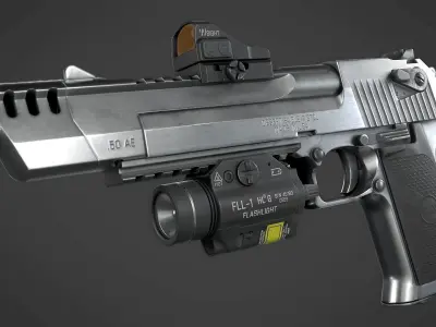 Desert Eagle with Modifications and Skins Low-poly 3D model