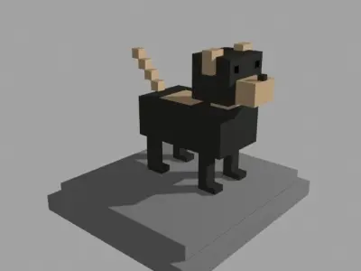VOXEL DOG - MODEL 10 Low-poly 3D model