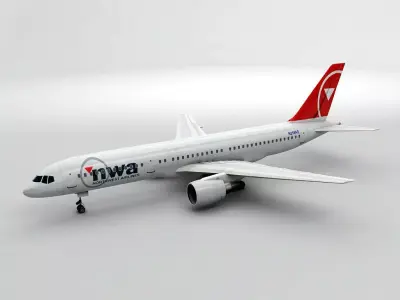 Boeing 757-200 Airliner - NWA Airlines Low-poly 3D model