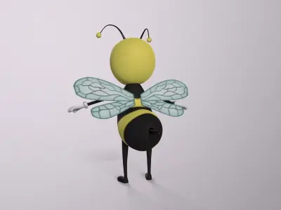 Cartoon bee character  Low-poly 3D model