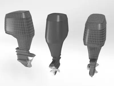 Outboard Motor Low-poly 3D model