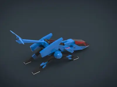 Manta SpaceShip Low-poly 3D model