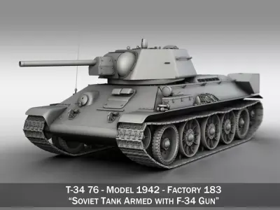 T-34-76 - Model 1942 - Factory 183 - Soviet Medium Tank 3D model