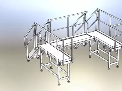 Big Hygienic Stainless Steel platform 3D model