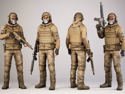 Casual Soldier 04 Low-poly 3D model