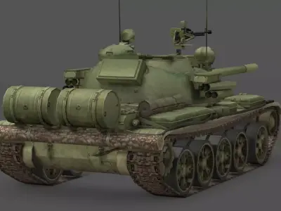 T-55AD Main Battle Tank 3D Model Czechoslovak Anti-Aircraft Low-poly 3D model