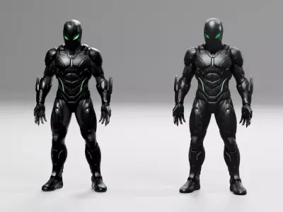 Cyberpunk Stealth Ninja - PBR Low-poly 3D model