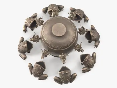 Ancient Chinese Seismograph Bronze 3D model