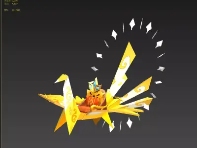 paper crane Low-poly 3D model