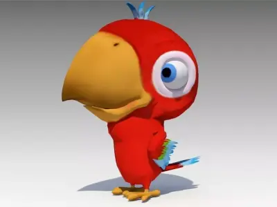Parrot Toon Animated Low-poly 3D model