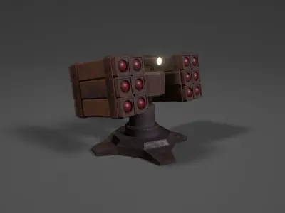 Simple stylized missile turret Low-poly 3D model