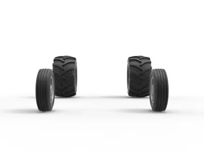 Wheel set of Vintage 2wd Pulling truck Scale 1 to 25 3D print model