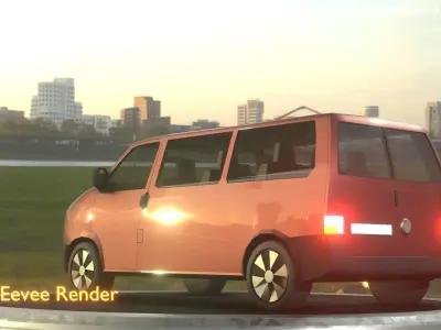 City Car 83 Commercial Minibus Type-C Brown Low-poly 3D model