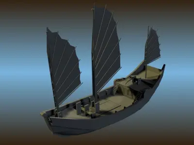 3 Low Poly Classic Boats Low-poly 3D model