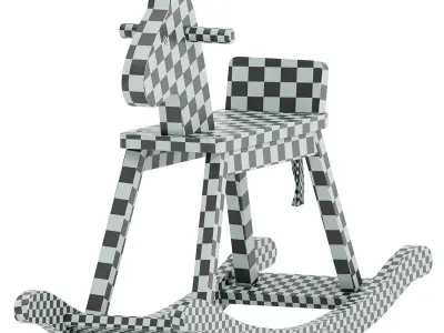 Orange Red Rocking Horse  Free 3D model