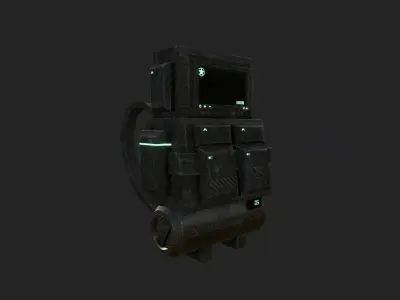Sci-Fi Military Backpack - Character Design - Camouflage Low-poly 3D model