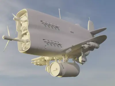 Plane airplane flying in sky 3D model