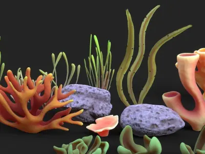  Coral Reef Low-poly 3D model