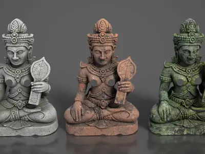 Ancient Khmer Statue13-250523 Low-poly 3D model