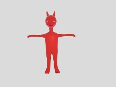 Red Split Head Alien Low-poly 3D model