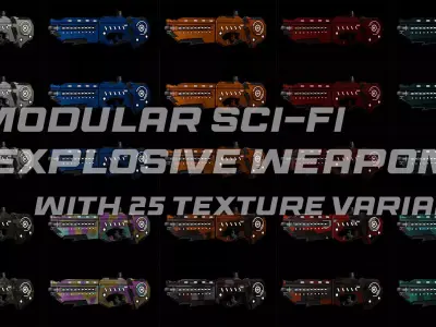 Modular Sci-Fi Explosive Weapon Low-poly 3D model