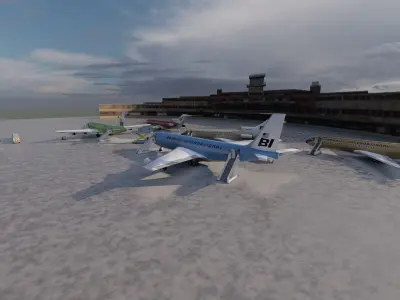 BRANIF FLEET 1969 1971 BOEING 727 100 707 327 727 200 DC8 3D model