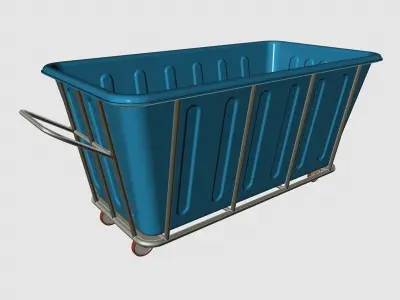 Industrial Plastic Laundry Trolley Basket On Wheels 3D model