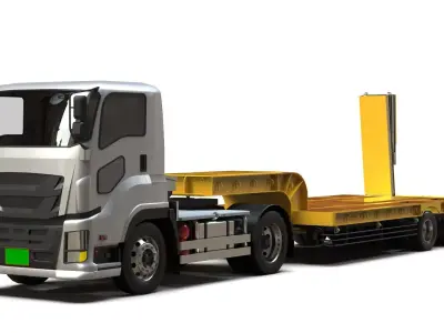 Generic Lowbed Semi-Trailer 4x16m 25 Tons 3D model