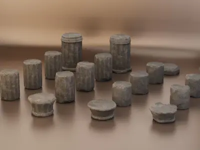 Old Stone Collums 4K PBR Modular Low-poly 3D model