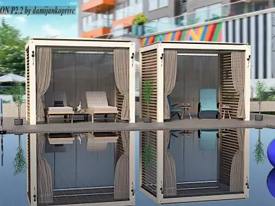outdoor pavilion for  beach pool garden 3d model Low-poly 3D model