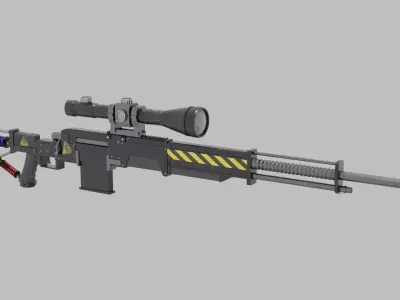 Sniper rifle FPS Game-Ready Weapon Low-poly 3D model