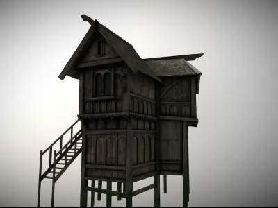 Medieval lake village - House 17 Low-poly 3D model