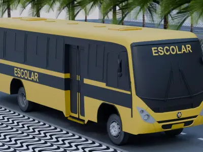 Marcopolo Senior Midi School Bus Low-poly 3D model