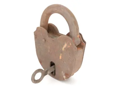 Padlock with Key Low-poly 3D model