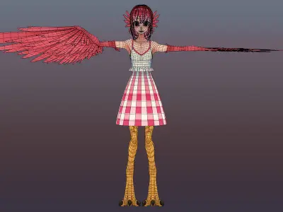 Monster Girl Harpy Low-poly 3D model