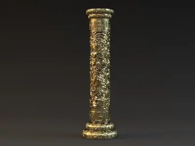 Dragon Pillar Panlong ancient stone pillar stone carving 3D model