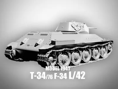 T-34-76 - Medium Tank - Model 1941 - Clean Model Low-poly 3D model