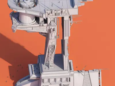 Scifi building Low-poly 3D model shop